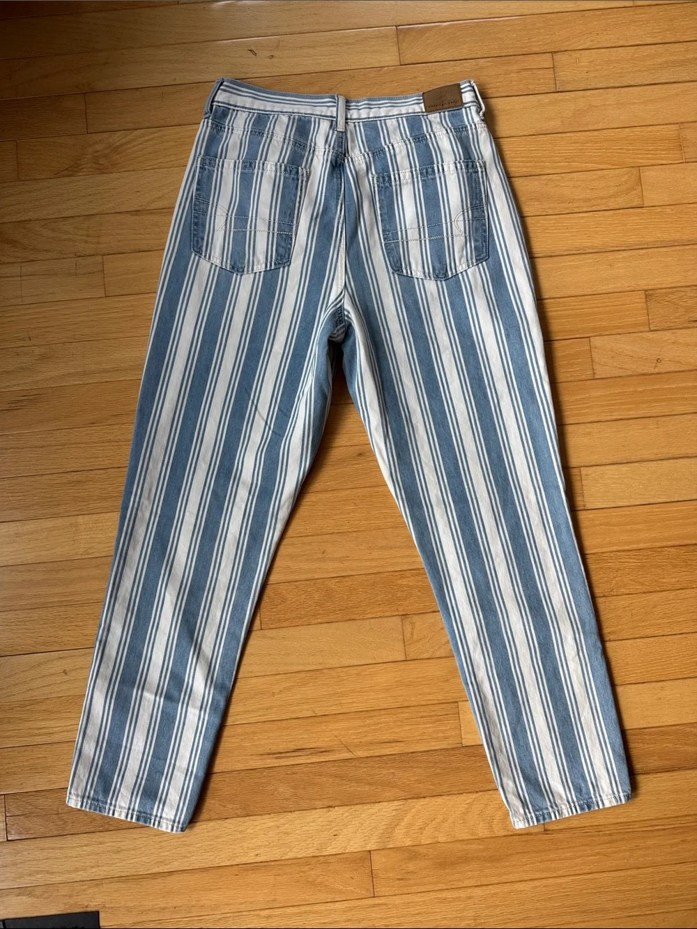 American Eagle mom jeans in blue and white stripes - 6